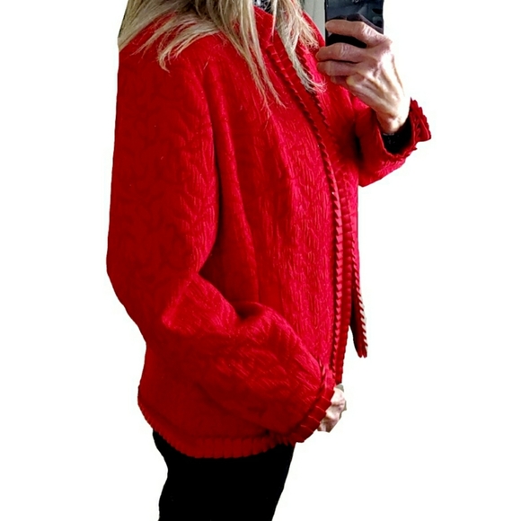 Coldwater Creek Red Decorative Ruffle Accent Jackt - Picture 3 of 11